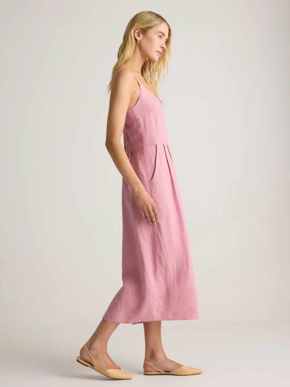 Quince Blush Pink Sleeveless Midi Dress - Picture 3 of 11